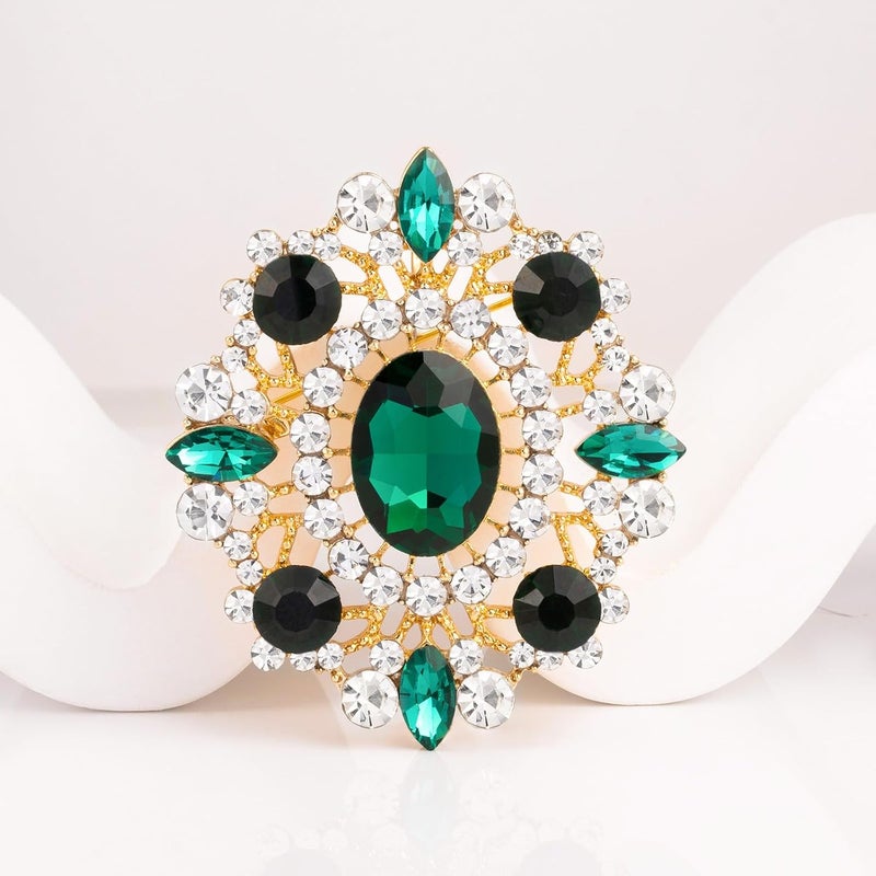 LAXPICOL Vintage Clear Austrian Crystal Brooch Pin for Women Elegant Wedding Bridal Brooches Broach Pin 1.69"*1.39" - Image 2